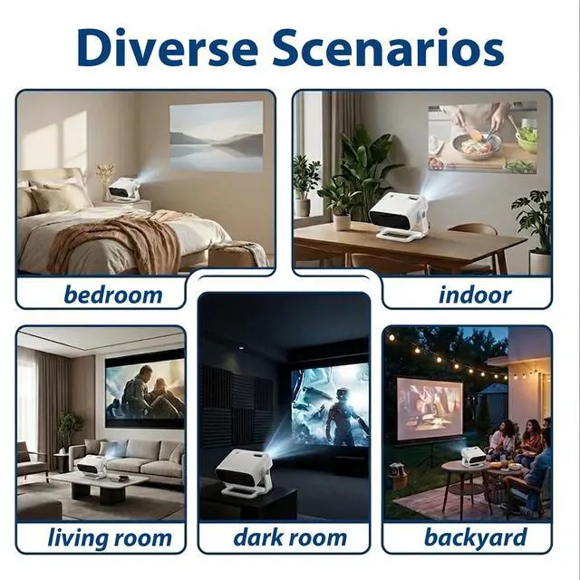 Alt view image 4 of 7 - 2026 Smart Projector Android TV with WiFi 6 and Bluetooth 5.0 Built in 1000+ Apps 240 ANSI Portable Bedroom Mini Movie Projector Support 4K/1080P Auto Keystone & Zoom