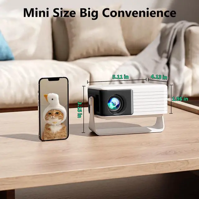 Alt view image 4 of 7 - 360° Rotating & Auto KeystoneY3 Mini Projector, 2026 Upgraded Portable Projector for Bedroom, 50% Zoom Small Movie Projector for phone, Compatible with iPhone/Android/TV Stick/HDMI/USB/TF Card