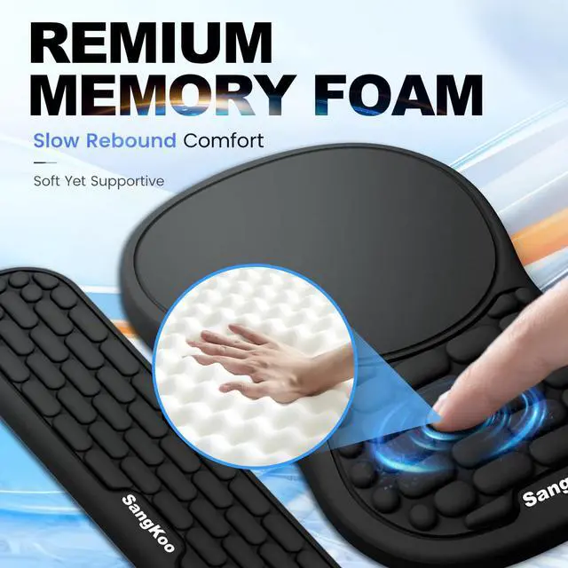 Alt view image 2 of 7 - Ergonomic Keyboard Wrist Rest Mouse Pad Wrist Support Set, Black