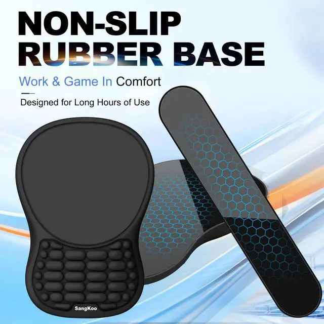 Alt view image 4 of 7 - Ergonomic Keyboard Wrist Rest Mouse Pad Wrist Support Set, Black