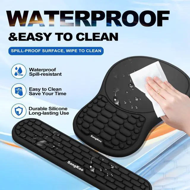 Alt view image 5 of 7 - Ergonomic Keyboard Wrist Rest Mouse Pad Wrist Support Set, Black