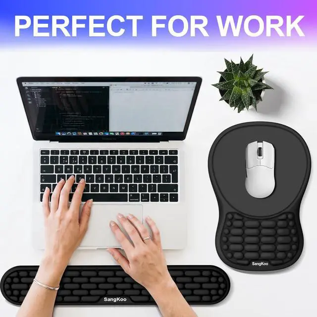 Alt view image 6 of 7 - Ergonomic Keyboard Wrist Rest Mouse Pad Wrist Support Set, Black