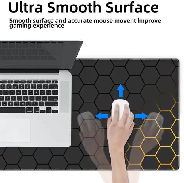 Alt view image 6 of 7 - Mouse Pad for Gaming,XXL XL Large Mouse Mat Long Extended Mousepad Desk Mat Non-Slip Rubber Mice Pads Stitched Edges Thin (31.5 x 11.8 x 0.12 Inches) Grid