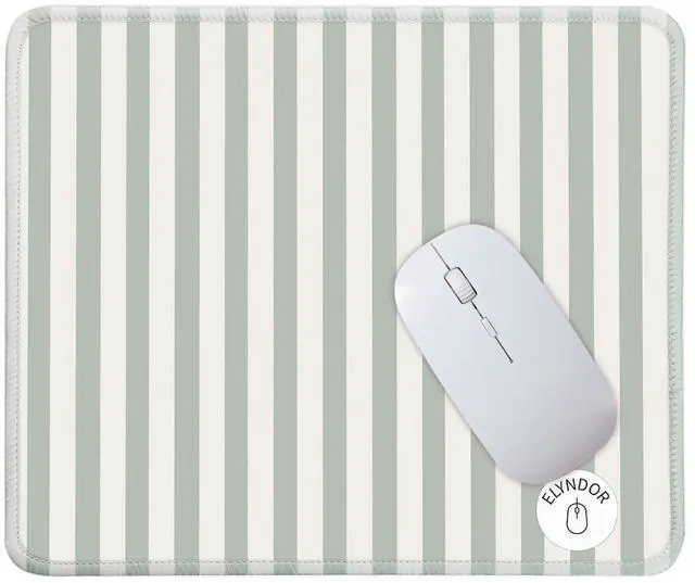 Main image of Mouse Pad for Desk with Stitched Edge, Premium Cute Washable Mouse Pads. Computer Mousepad with Non-Slip Rubber Base, Mousepads for Laptop, 9.25x7.75x0.12 inch (Green Stripes)