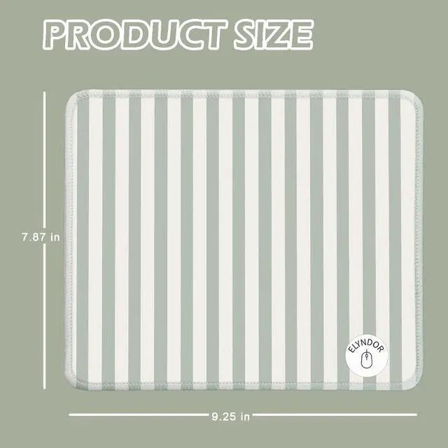 Alt view image 5 of 7 - Mouse Pad for Desk with Stitched Edge, Premium Cute Washable Mouse Pads. Computer Mousepad with Non-Slip Rubber Base, Mousepads for Laptop, 9.25x7.75x0.12 inch (Green Stripes)