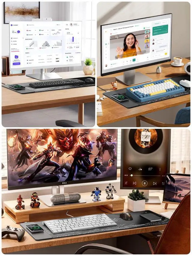 Alt view image 7 of 7 - Wireless Charging Mouse Pad, 31.5"x15.8" Large Desk Mat, Smooth Glide