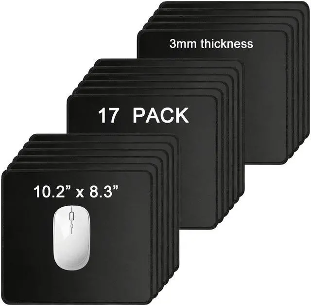 Main image of 17 Pack Mouse Pads Bulk, Black Mouse Pads for Desk, Office and Laptop