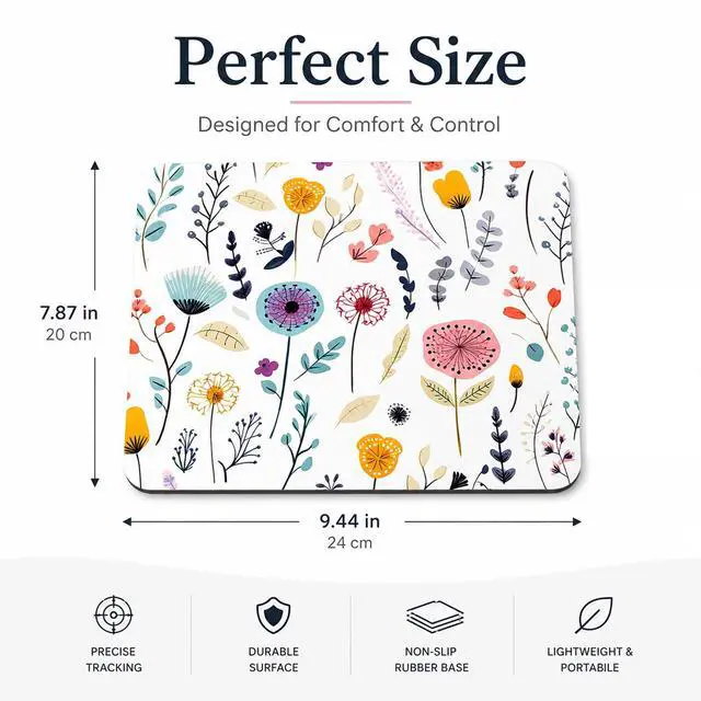 Alt view image 2 of 6 - 3 Pcs Vintage Flower Mouse pad,7.87×9.45 in Washable Square Desk Pad,Anti-Slip Rubber Base,Cute Floral Laptop Mat for Home Office Use