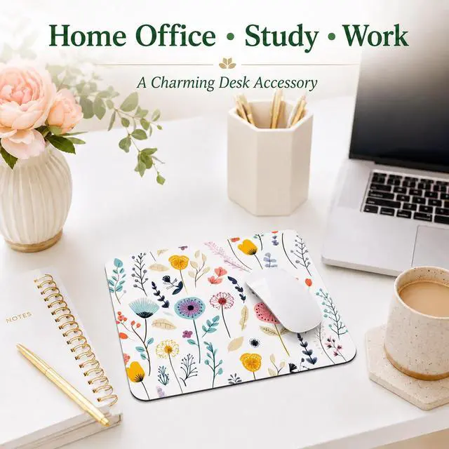 Alt view image 5 of 6 - 3 Pcs Vintage Flower Mouse pad,7.87×9.45 in Washable Square Desk Pad,Anti-Slip Rubber Base,Cute Floral Laptop Mat for Home Office Use