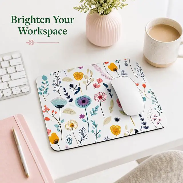 Alt view image 6 of 6 - 3 Pcs Vintage Flower Mouse pad,7.87×9.45 in Washable Square Desk Pad,Anti-Slip Rubber Base,Cute Floral Laptop Mat for Home Office Use