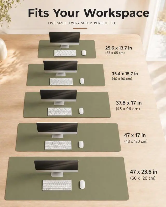 Alt view image 4 of 7 - Dual-Sided Desk Mat - Natural Cork & Leather Desk Protector, Large Mouse Pad & Writing Pad for Office/Home, Olive Green (25.6"x13.7")