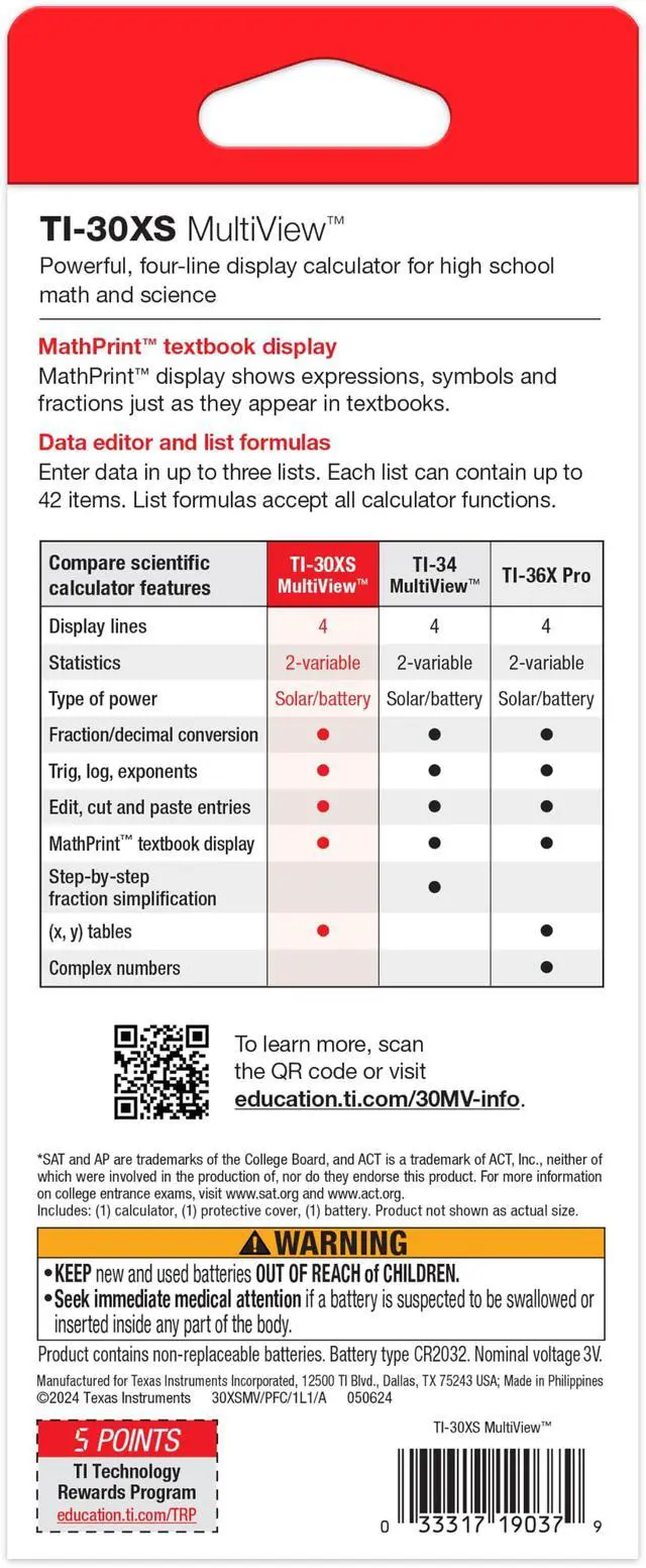 Alt view image 5 of 5 - TI-30XS MultiView Scientific Calculator