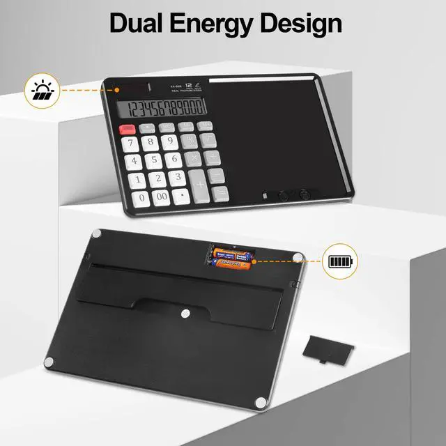 Alt view image 5 of 7 - Calculator with Writing Pad - Solar & Battery Dual Power Supply - 12-Digit Large Display Calculator for Business and Office Use (HY-666S)