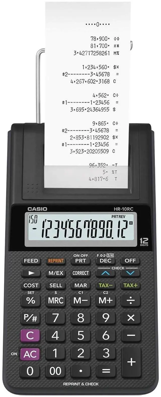 Main image of HR-10RC Mini Desktop Printing Calculator | Portable | 12-Digit Display | One-Color Printer | Tax & Currency | Ideal for Taxes, Bookkeeping & Accounting Tasks, Black