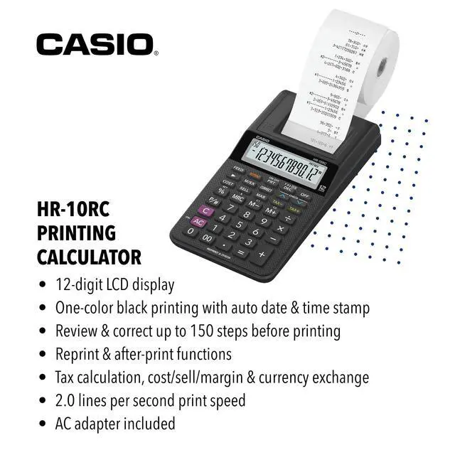 Alt view image 2 of 6 - HR-10RC Mini Desktop Printing Calculator | Portable | 12-Digit Display | One-Color Printer | Tax & Currency | Ideal for Taxes, Bookkeeping & Accounting Tasks, Black