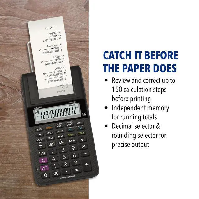 Alt view image 4 of 6 - HR-10RC Mini Desktop Printing Calculator | Portable | 12-Digit Display | One-Color Printer | Tax & Currency | Ideal for Taxes, Bookkeeping & Accounting Tasks, Black