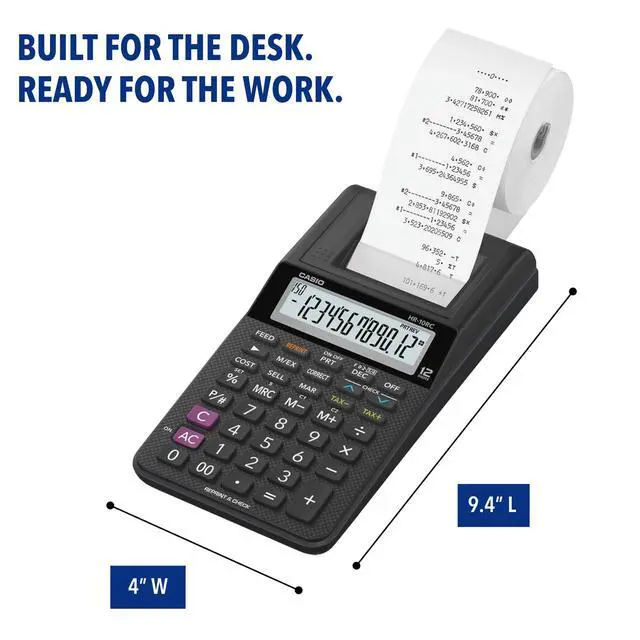 Alt view image 6 of 6 - HR-10RC Mini Desktop Printing Calculator | Portable | 12-Digit Display | One-Color Printer | Tax & Currency | Ideal for Taxes, Bookkeeping & Accounting Tasks, Black