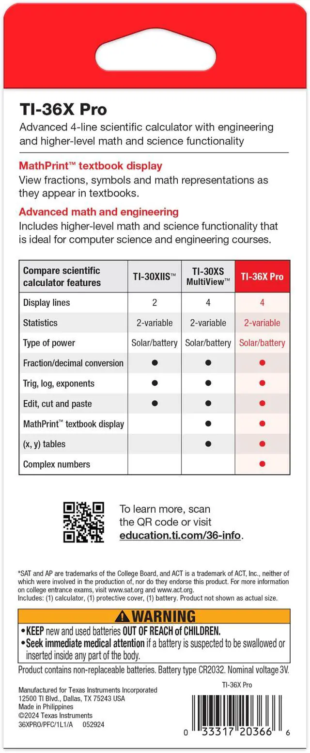 Alt view image 5 of 5 - TI-36X Pro Engineering/Scientific Calculator | 9.7 Inch | Black.