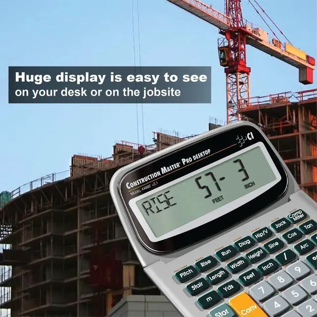 Alt view image 5 of 7 - 44080 Construction Master Pro-Desktop Advanced Construction Math Feet-Inch-Fraction Calculator with Trig Tool for Architects, Estimators, Contractors, Builders and Remodelers