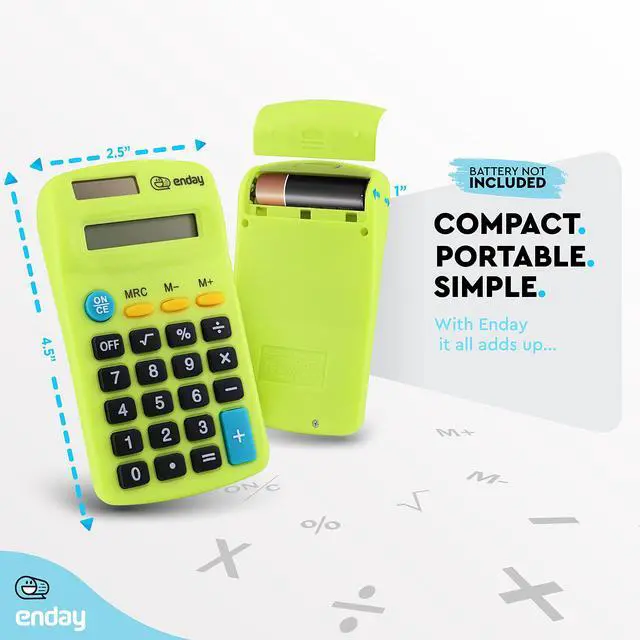 Alt view image 5 of 7 - Pocket Size Calculator 8 Digit, Dual Power, Large LCD Display, School Student Desktop Accounting Office Calculators (Pack of 5) Colors May Vary