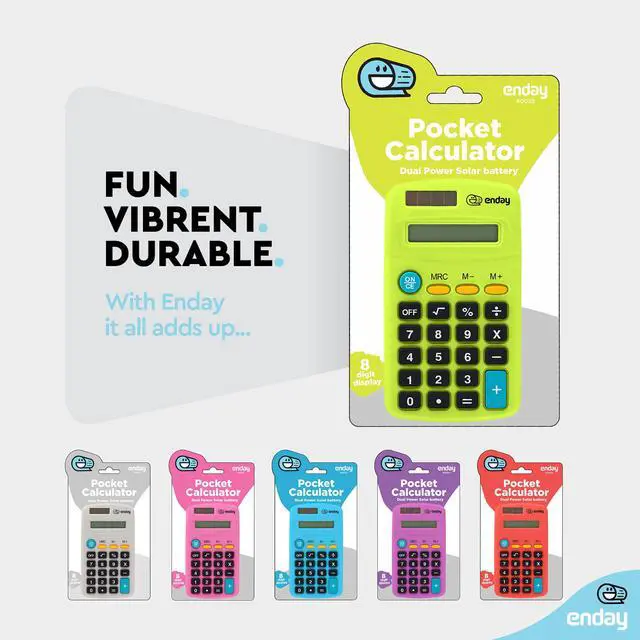 Alt view image 4 of 7 - Pocket Size Calculator 8 Digit, Dual Power, Large LCD Display, School Student Desktop Accounting Office Calculators (Pack of 5) Colors May Vary