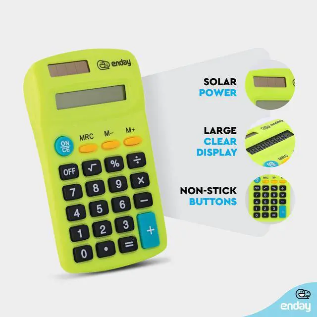 Alt view image 3 of 7 - Pocket Size Calculator 8 Digit, Dual Power, Large LCD Display, School Student Desktop Accounting Office Calculators (Pack of 5) Colors May Vary