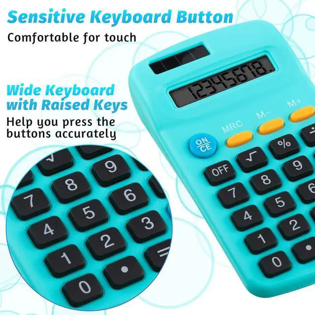 Alt view image 5 of 7 - 36 Pieces Small Basic Calculator Bulk 8 Digit Solar Battery Dual Power Mini Handheld Pocket Calculator for Classroom Kids Students Desktop School Office Home, 6 Colors
