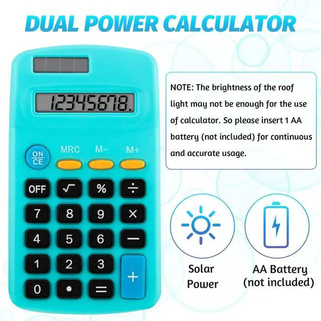 Alt view image 3 of 7 - 36 Pieces Small Basic Calculator Bulk 8 Digit Solar Battery Dual Power Mini Handheld Pocket Calculator for Classroom Kids Students Desktop School Office Home, 6 Colors