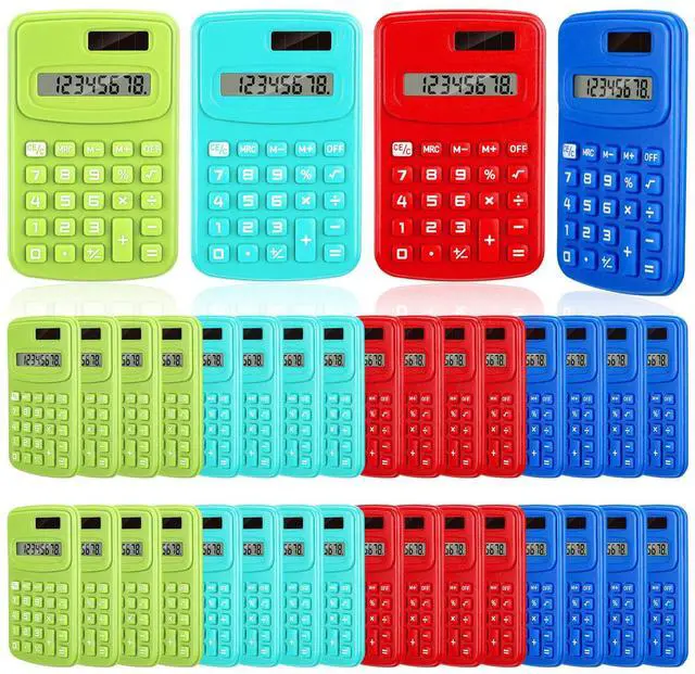 Main image of 24 Pack Pocket Calculator Small Bulk Basic 4 Function Calculator 8 Digit Display Battery Powered for Desktop Home Office School Student Kids (Classic Colors)
