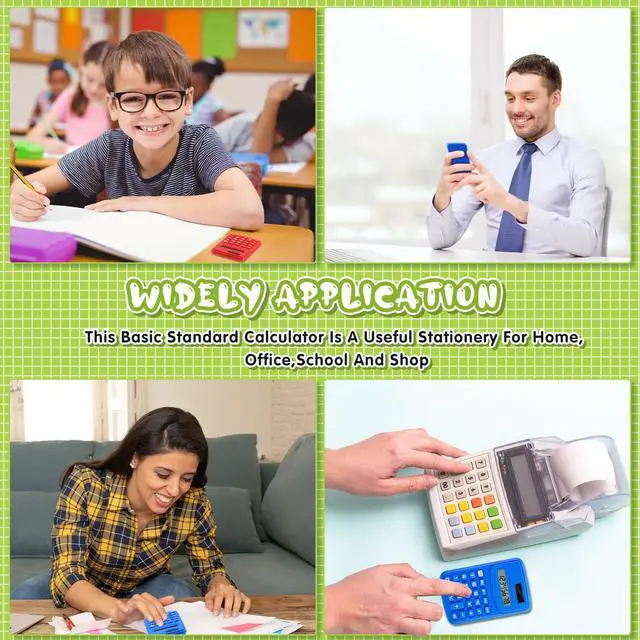 Alt view image 4 of 7 - 24 Pack Pocket Calculator Small Bulk Basic 4 Function Calculator 8 Digit Display Battery Powered for Desktop Home Office School Student Kids (Classic Colors)
