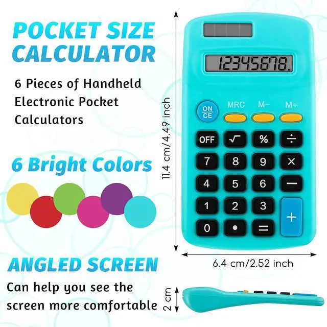 Alt view image 2 of 6 - 30 Pieces Small Basic Calculator Bulk 8 Digit Solar Battery Dual Power Mini Handheld Pocket Calculator for Classroom Kids Students Desktop School Office Home, 6 Colors