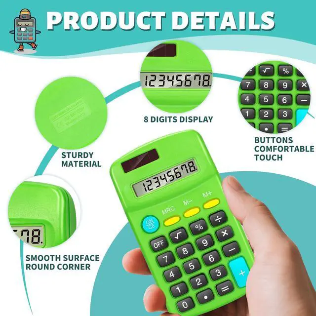 Alt view image 4 of 7 - 24 PCS Basic Calculators, Pocket-Size Mini with 8 Digit Display