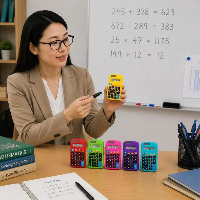 Alt view image 5 of 6 - 30 Pieces Small Basic Calculator Bulk 8 Digit Solar Battery Dual Power Mini Handheld Pocket Calculator for Classroom Kids Students Desktop School Office Home, 6 Colors