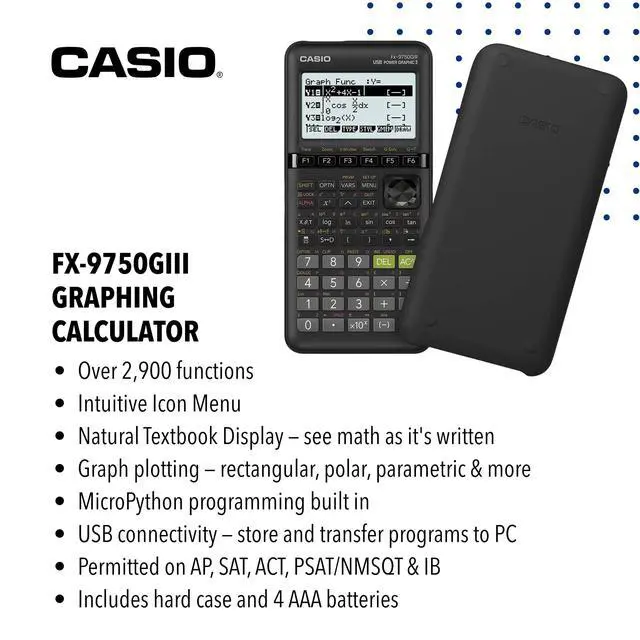 Alt view image 2 of 7 - fx-9750GIII Graphing Calculator | Natural Textbook Display | Python Programming | Ideal for Exams, STEM & Advanced Math | Black