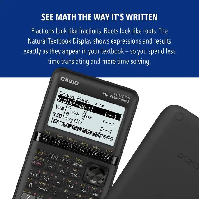 Alt view image 4 of 7 - fx-9750GIII Graphing Calculator | Natural Textbook Display | Python Programming | Ideal for Exams, STEM & Advanced Math | Black