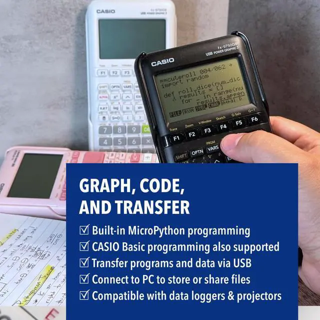 Alt view image 6 of 7 - fx-9750GIII Graphing Calculator | Natural Textbook Display | Python Programming | Ideal for Exams, STEM & Advanced Math | Black