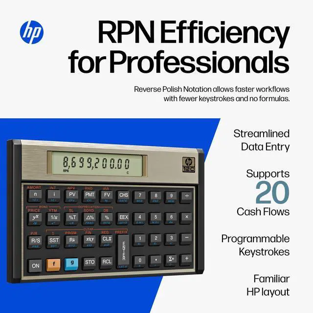 Alt view image 4 of 6 - 12C Financial Calculator 120+ Functions: TVM, NPV, IRR, Amortization, Bond Calculations, Programmable Keys RPN Desktop Calculator for Finance, Accounting & Real Estate Includes Case + Cloth