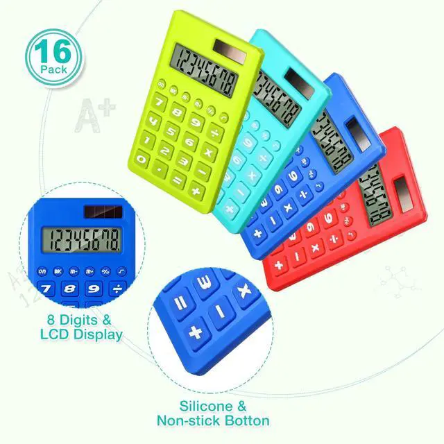 Alt view image 6 of 6 - 48 Pcs Pocket Calculators Bulk Mini 8 Digit Handheld Calculator Small Basic Standard Calculator for Students Kids Teachers School Desktop Home Office, 3 Designs (Classic)
