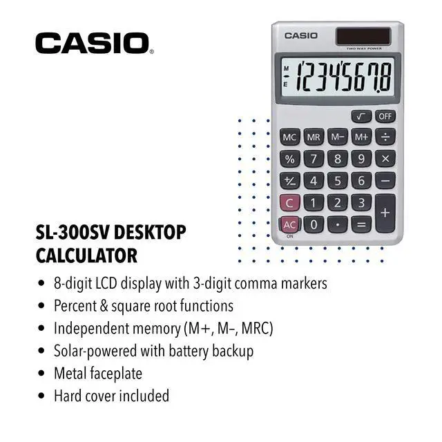 Alt view image 2 of 5 - SL-300SV Standard Function Desktop Calculator | General Purpose | Large 8-Digit Display | Pocket Size | Basic Math Functions| Ideal for Home & Office
