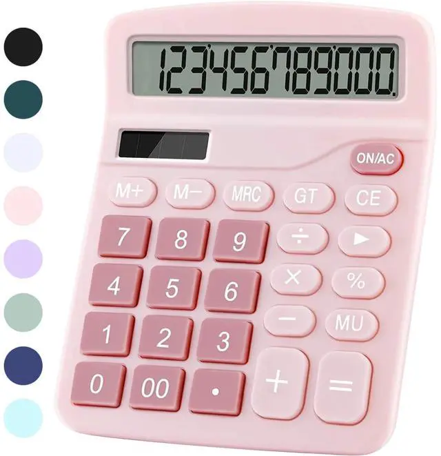 Main image of Office Desk Calculator, Cute Calculator for Kids, Basic Calculators Desktop, Dual Power Simple Financial Calculator with Big Button Large Display for Office Home and School (Pink)