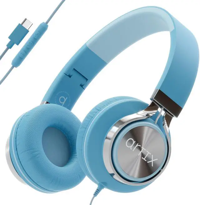 Main image of USB C Headphones Wired for Kids & Adults with Mic & Volume Control, Type C Wired Headphones for iPhone 17, 16, 15, Samsung, Android - USBC Teens Corded Head Phones for Laptop, Computer, Tablet