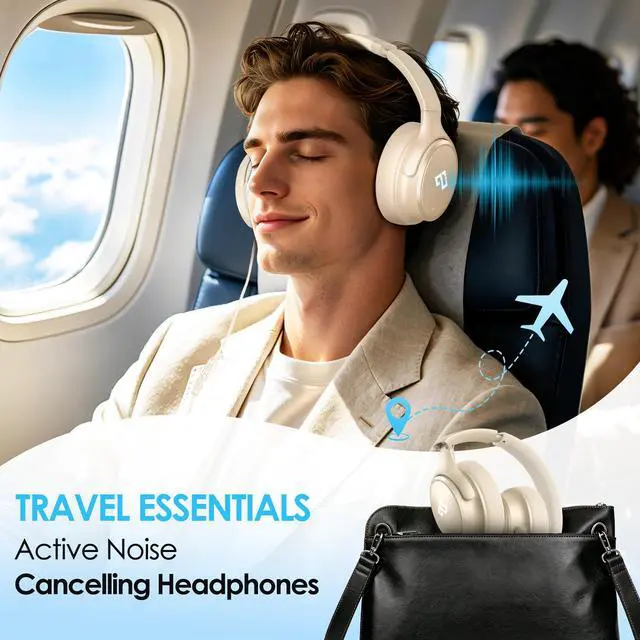 Alt view image 6 of 7 - USB C Headphones Wired Active Noise Cancelling Over Ear-White | Portable/Comfortable/Built-in Microphone/Lightweight/for iPhone/iPad/Sports/School/Travel/Plug and Play/Ideal Gifts