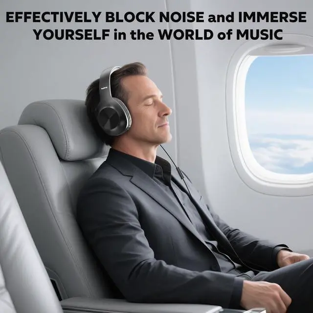 Alt view image 6 of 7 - Upgraded USB C Wired Headphones, Over-Ear Type C Headphones with Microphone, HD Stereo Sound, Volume Control, Foldable USB Type C Headphones for Adults/Teens//Tablets/Computer/iPhone/Travel(Black)