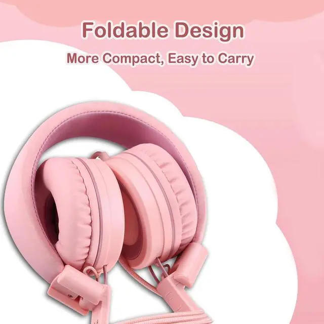 Alt view image 7 of 7 - USB C Kids Headphones for School, Upgrade USB Type C Kid Headphone, 94 dB Volume Limiter Wired On-Ear Headset for Kids/Toddlers/Children/Teens/Boys/Girls-Light Pink