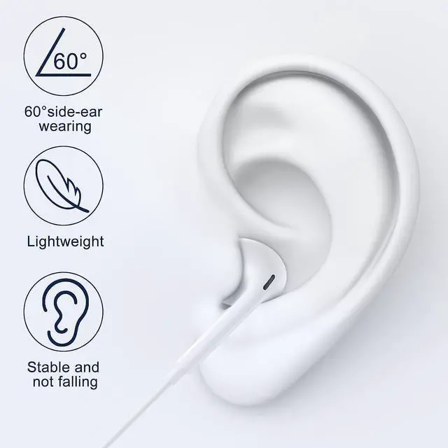 Alt view image 3 of 4 - 2 Pack Headphones with USB-C Plug, Wired Ear Buds with Built-in Remote to Control Music, Phone Calls, and Volume,Compatible for iPhone 15 16 17 Pro Max Plus..