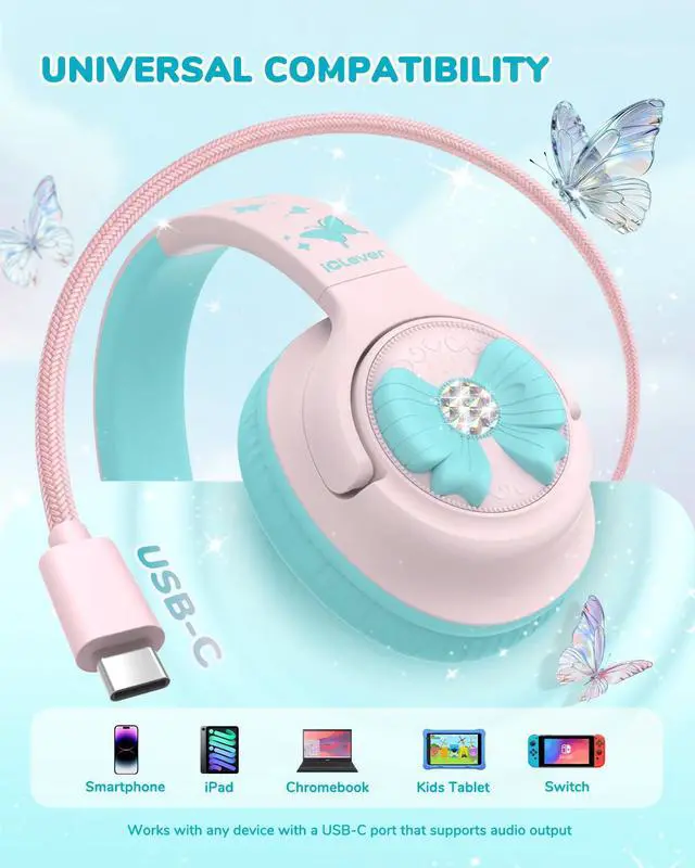 Alt view image 4 of 7 - C371 USB C Kids Headphones with Cord for School Boys Girls Travel