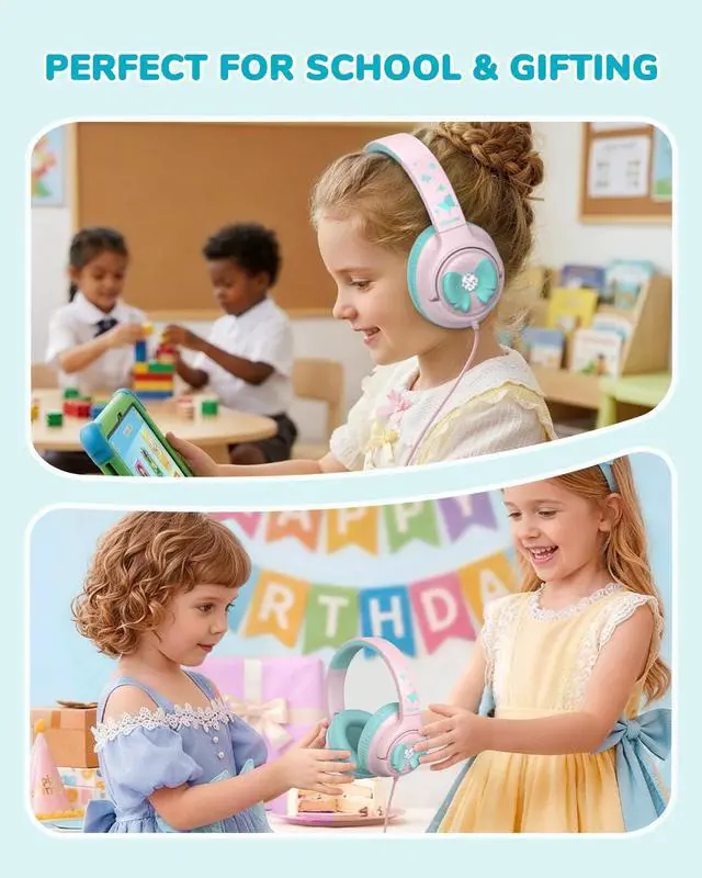 Alt view image 5 of 7 - C371 USB C Kids Headphones with Cord for School Boys Girls Travel
