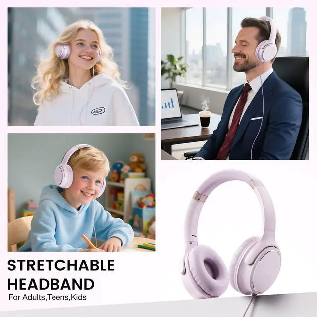 Alt view image 4 of 7 - USB C Wired Over-Ear Headphones with Microphone