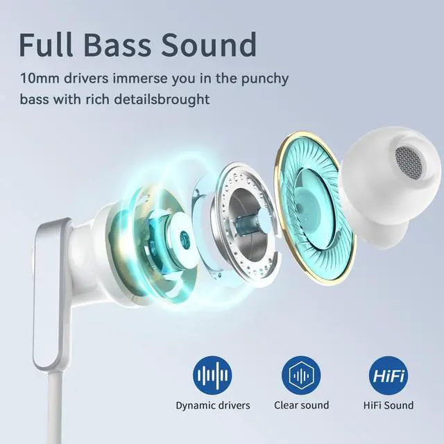 Alt view image 2 of 7 - USB C Headphone for Samsung S25 S24 S23 Ultra FE S22 A16 A55 A54 Wired Earbuds Magnetic in-Ear Type C Earphone with Microphone Volume Control Stereo Noise Canceling for iPhone 16 Pro Max Pixel 9 8a