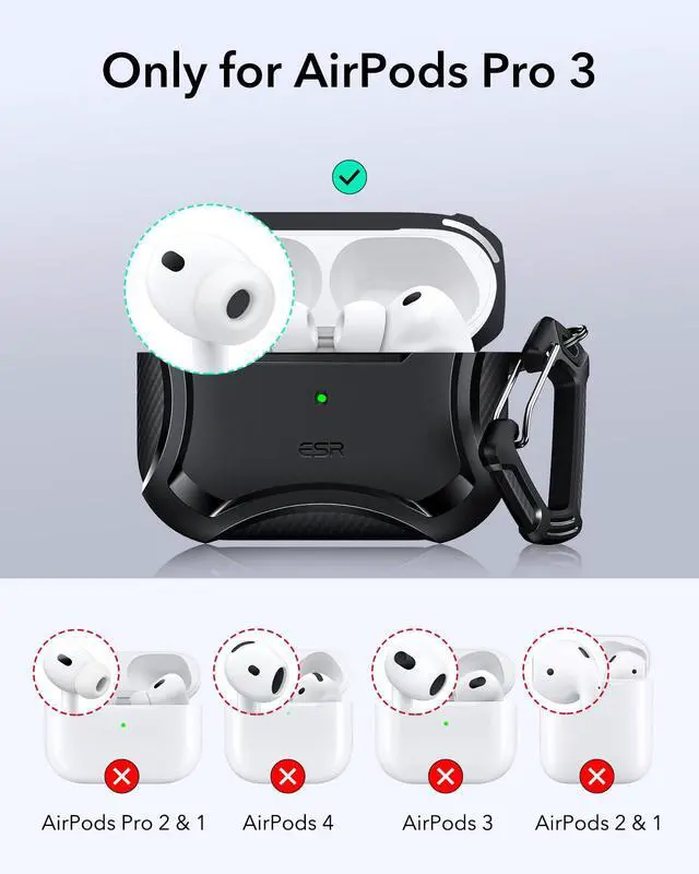 Alt view image 2 of 7 - for AirPods Pro 3 Case (2025), Compatible with Airpods Pro 3rd Generation (USB-C Cable), Magnetic Lid, MagSafe Ready, Powerful Drop Protection, Cyber Series, Black